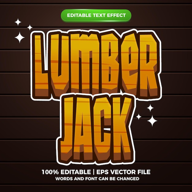 Lumber jack editável de texto com efeito de desenho animado estilo cômico