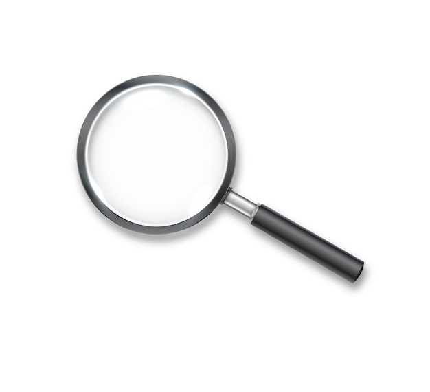 Lupa de vetor de ícone de pesquisa isolada em fundo branco com malha gradiente realista