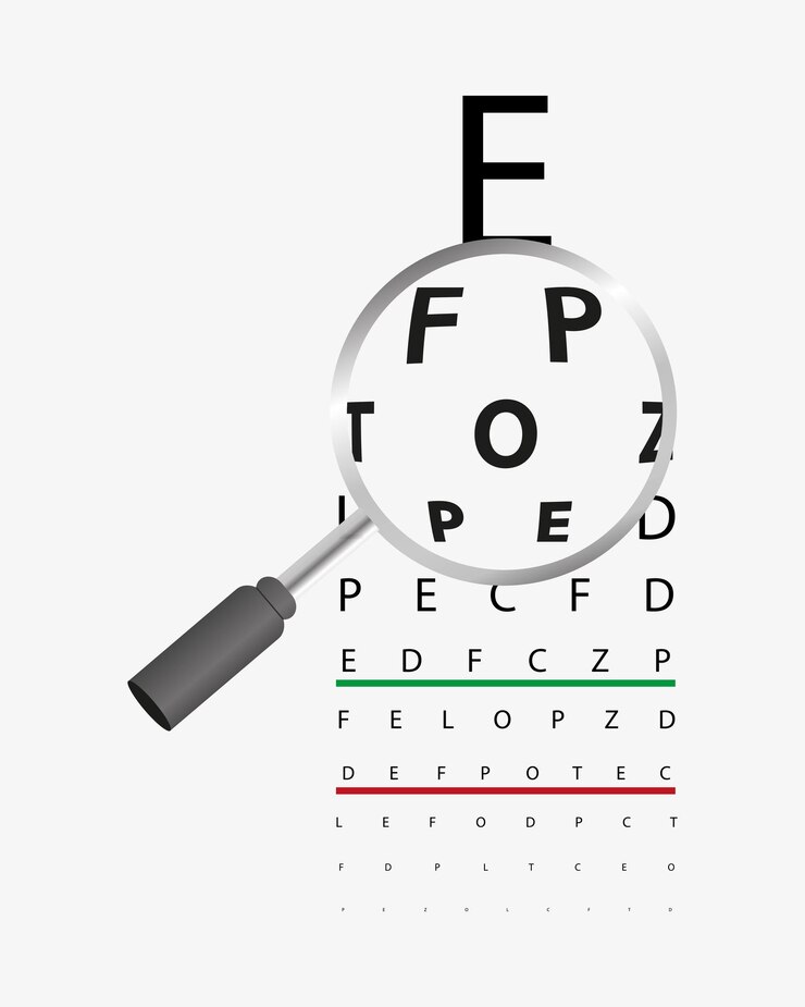 Vetor lúpula com efeito de zoom e teste ocular saúde ocular