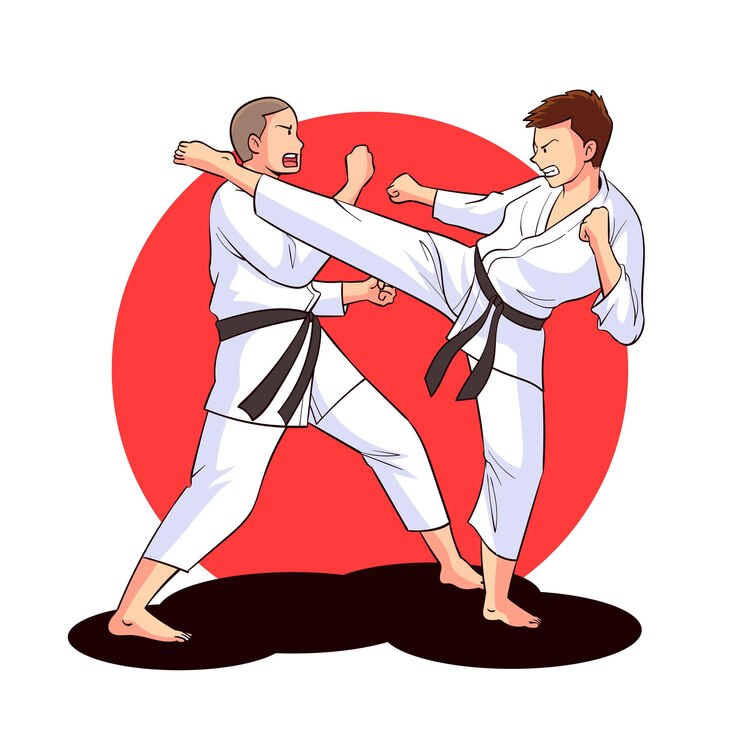 luta de karatê desenhada de mão 1