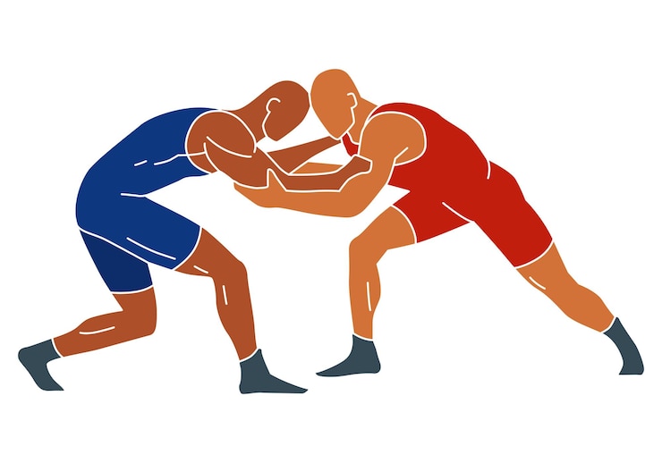 Luta livre de luta livre Atleta azul e vermelho