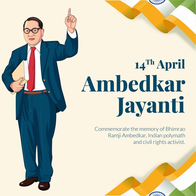 Lutador da liberdade indiano falecido dr babasaheb ambedkar ambedkar jayanti design de modelo de banner