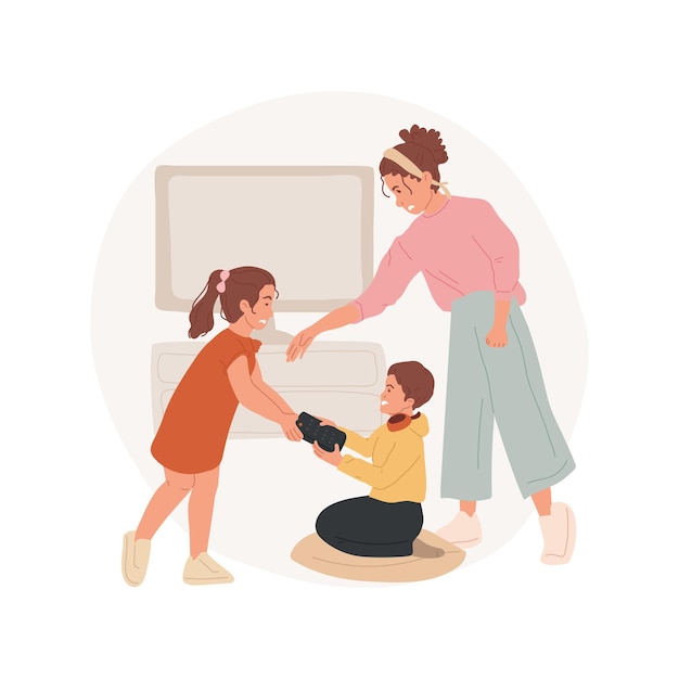 Lutando entre irmãos isolados ilustração vetorial de desenho animado
