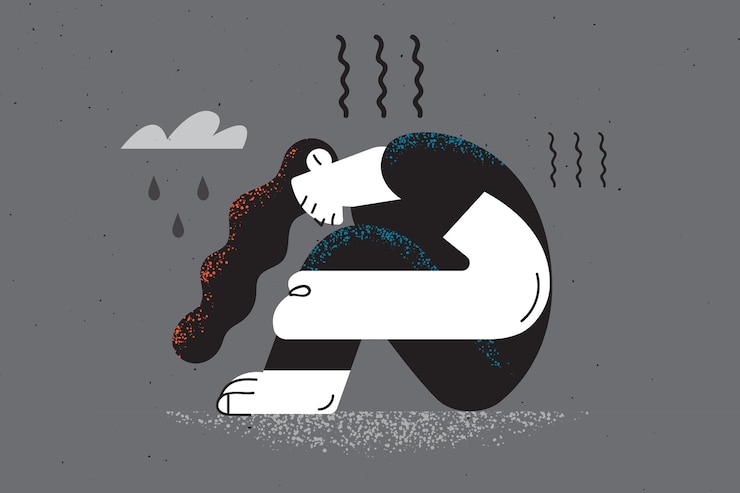 Vetor luto, depressão, tristeza
