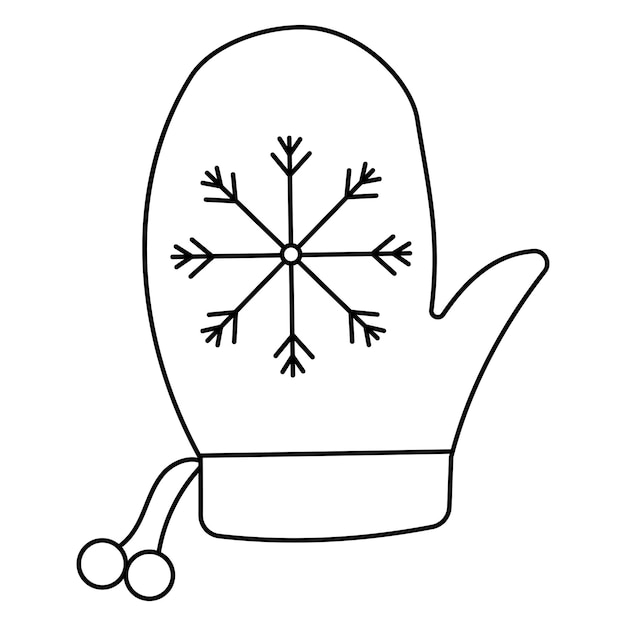luva natal inverno floco de neve calor roupas linha doodle ícone elemento ilustração vetorial
