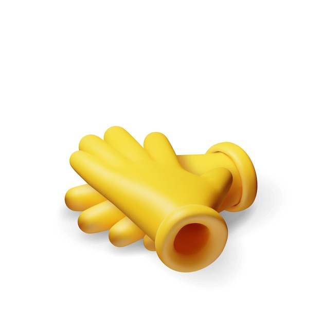 luvas de borracha amarelas 3d isoladas em branco