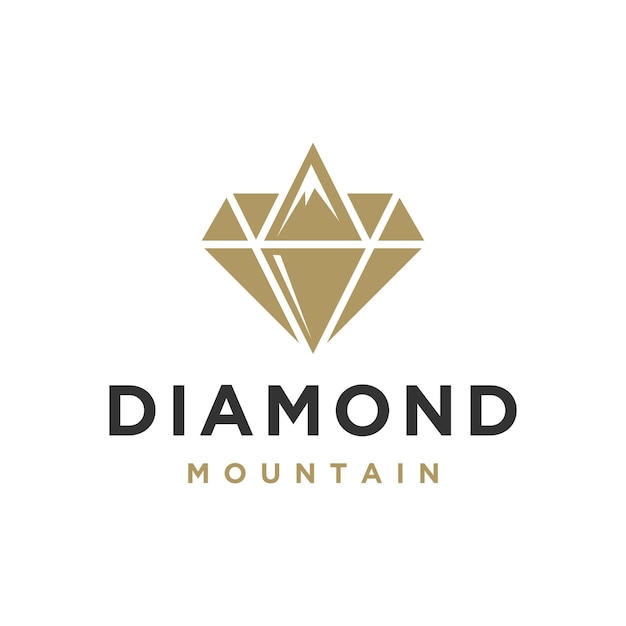 Luxo de diamante com design de logotipo de montanha