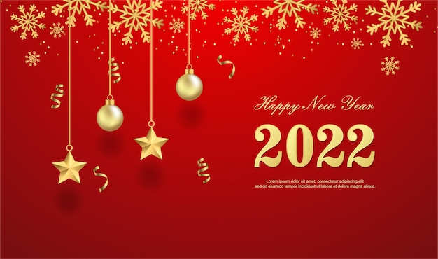 Luxo feliz ano novo de 2022 com fundo estrela e bal