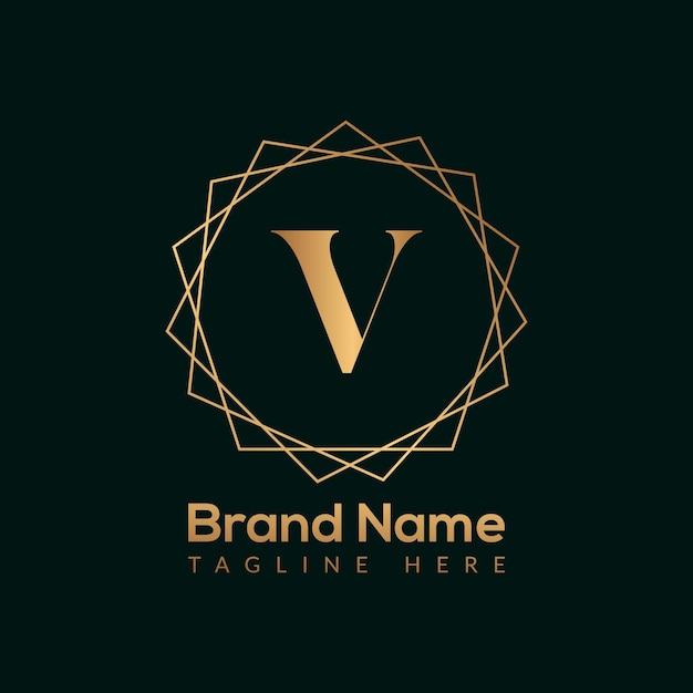 Vetor luxo letra v ouro queen design logo. elegante gold logo design conceito para boutique, restaurante.