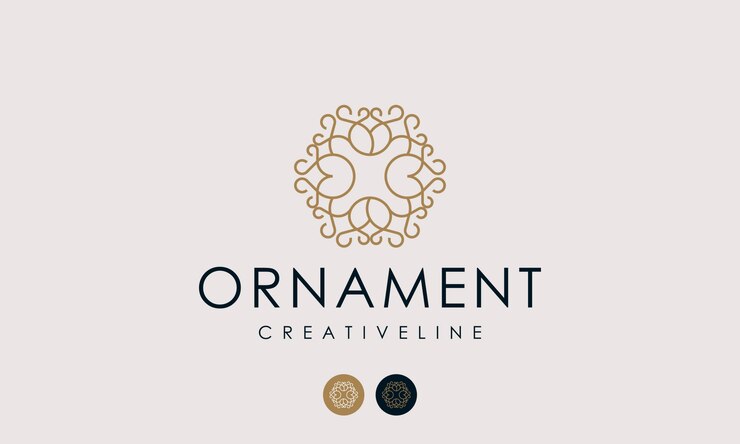Luxo, logotipo de linha elegante flor ornamento