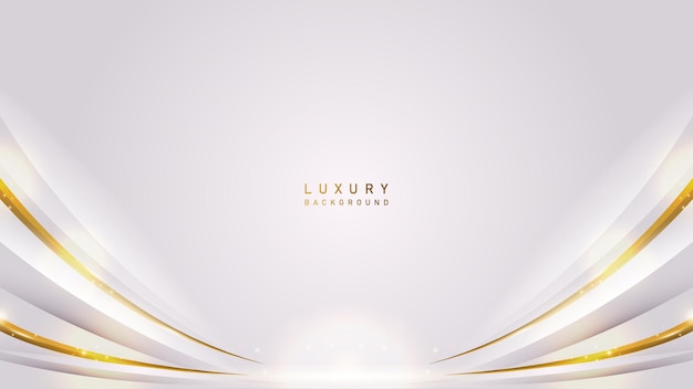 Luxo moderno abstrato prêmio de linha curva dourada brilhante em fundo branco Design vetorial premium de luxo