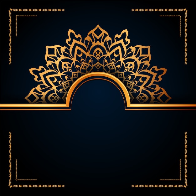 Luxo ornamental mandala islamic background com arabesco dourado para convite de casamento, capa do livro.