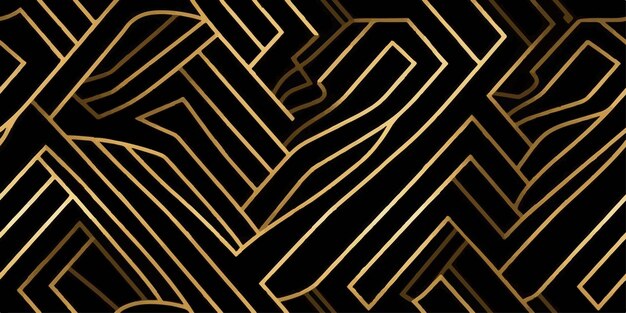 Luxo padrão de fundo dourado preto linha geométrica sem costura faixa chevron quadrado zigzag abstrato