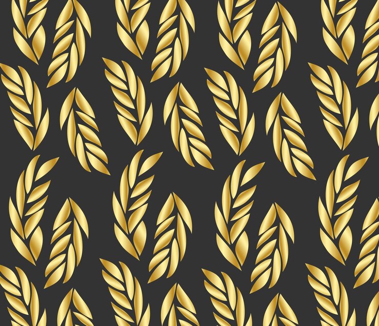 Vetor luxo padrão de fundo escuro dourado com folhas douradas penas elementos abstratos
