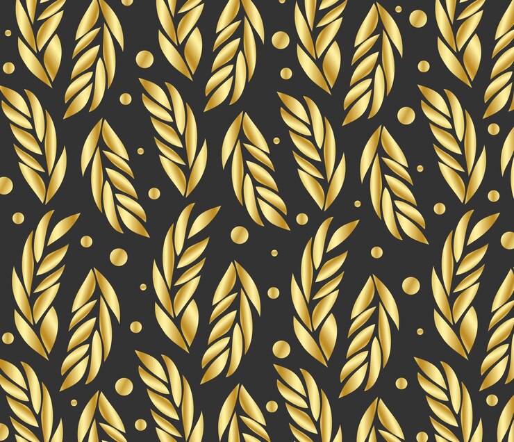 Vetor luxo padrão de fundo escuro dourado com folhas douradas penas elementos abstratos