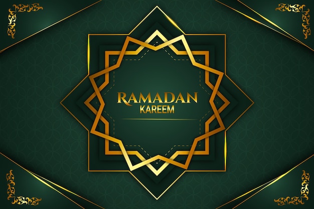 Luxo ramadan kareem cor de fundo dourado e verde