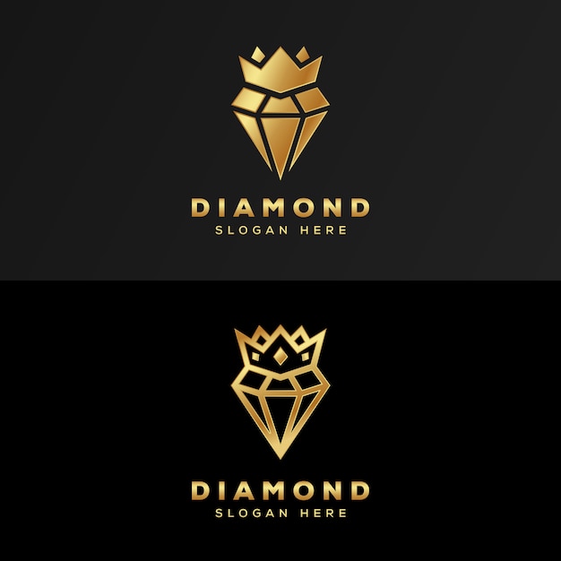 Luxo real diamante ouro logotipo premium