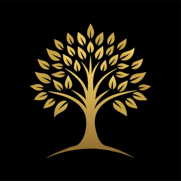 luxuosa árvore dourada conceito de design de logotipo