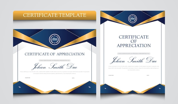 Luxuoso certificado de apreciação template design vector