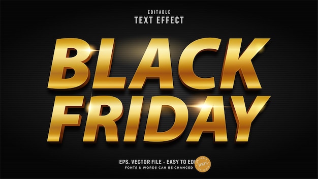 Luxury gold 3D black friday efeito de texto editável