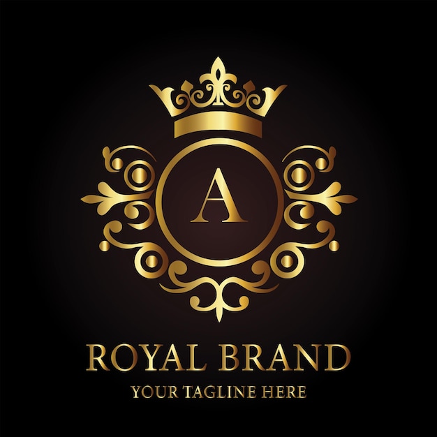 Luxury Royal Brand Um design de logotipo com monograma dourado e detalhes de coroa elegantes para identidade premium