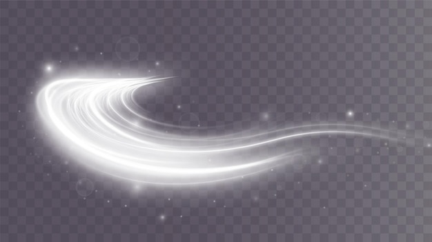 Luz branca twirl curve efeito de luz de linha branca vector png