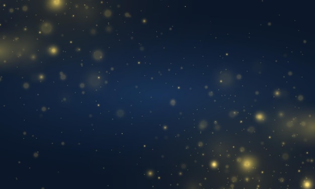 Luz de bokeh turva sobre fundo azul glitter desfocado estrelas piscando natal ouro faíscas vector