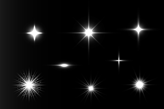 Luz efeito jogo holofotes flash estrelas partículas vetorial Ilustração