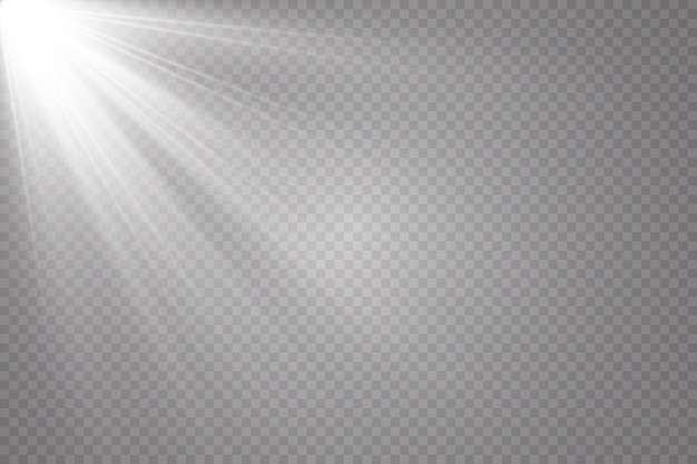 Luz solar em um fundo transparente. Efeitos de luz do brilho ... Brilho do sol em fundo transparente. a lente brilha. luz solar transparente lente especial flare efeito de luz.