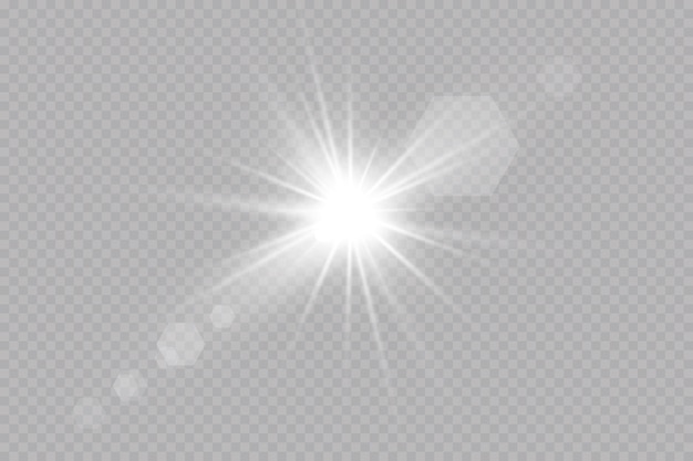 Luz solar transparente vetorial com efeito de luz de brilho especial. Brilho do sol.