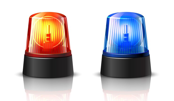 Vetor luz vermelha e azul do carro da polícia brilhando