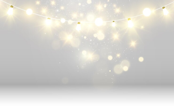 Luzes brilhantes e bonitas de Natal, elementos de design. Luzes brilhantes para design de saudação de Natal