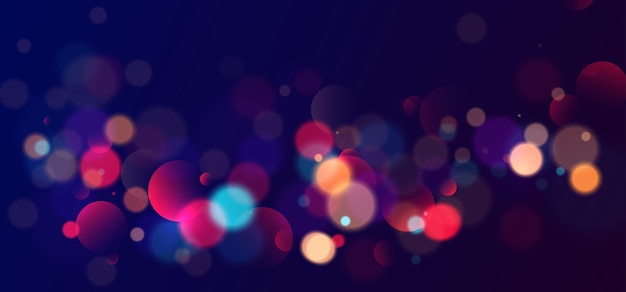 Luzes coloridas de bokeh de fundo, formas de círculos desfocados, ilustração vetorial