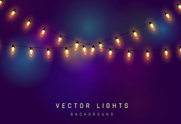 Luzes de Natal em fundo roxo bokeh abstrato