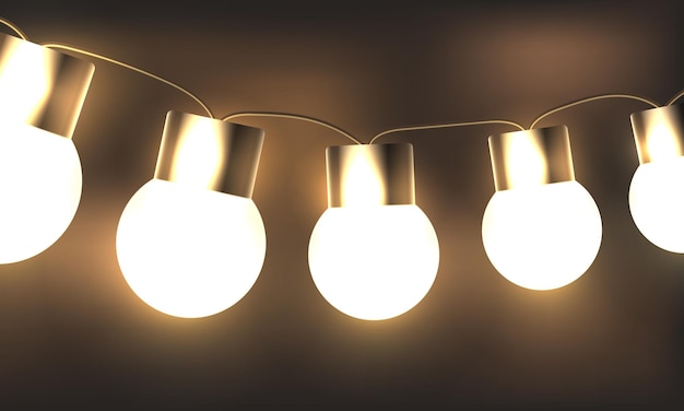 Luzes de Natal em uma ilustração vetorial de fundo desfocado