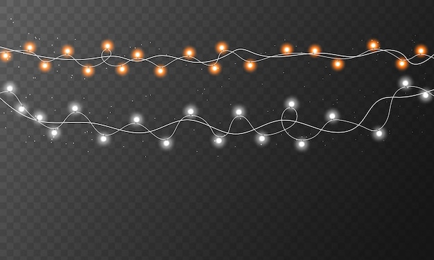 Luzes de Natal isoladas em transparente