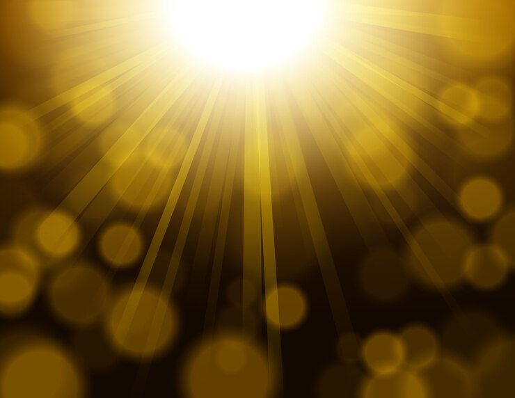Vetor luzes de ouro brilhando com bokeh de fundo