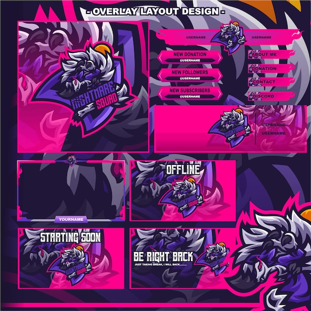 Lycanrock pokemon Gaming layout design streamer twitch logo personagem