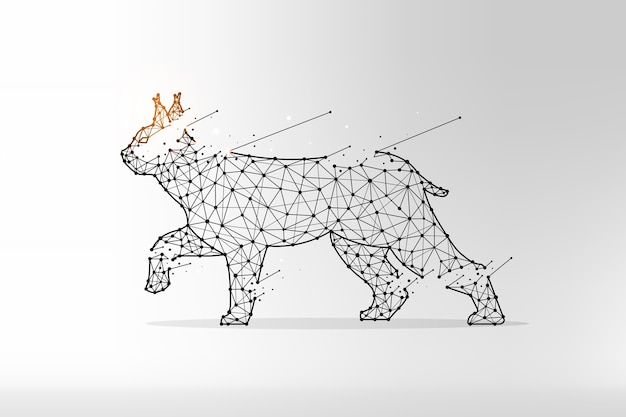 Lynx em estilo poligonal. gato selvagem feito de linhas e pontos.