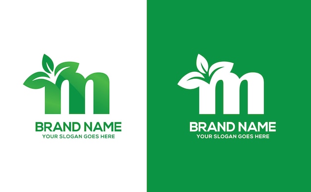 M alfabeto criativo conceito de design de logotipo da natureza