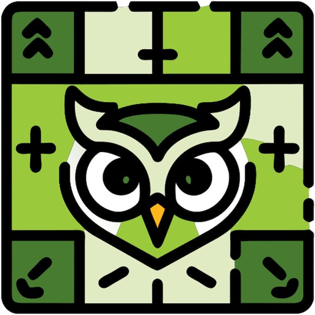 Vetor m design de logotipo de coruja ícone de triângulo contorno colorido