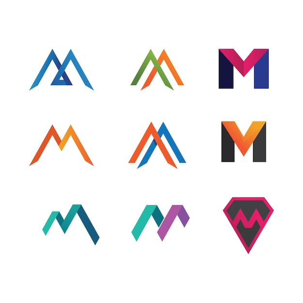 M letter template logo