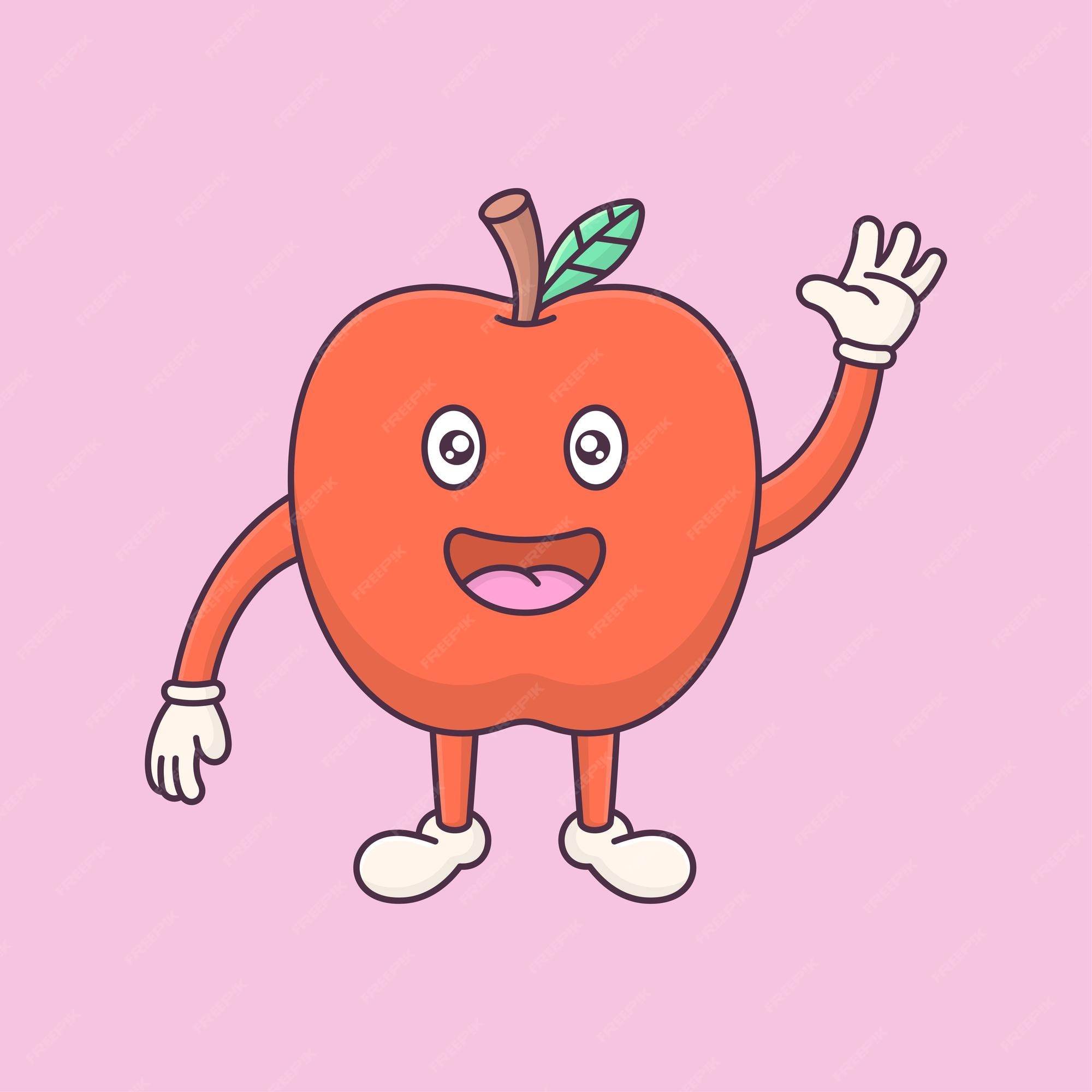 cara de maçã parecendo um desenho isolado de mascote de frutas