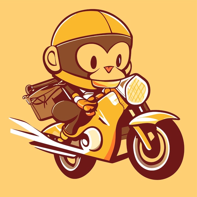 Vetor macaco andando de bicicleta desenhado à mão plano estiloso adesivo de desenho animado conceito de ícone ilustração isolada