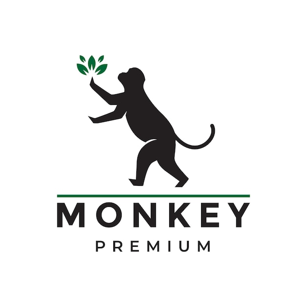 Macaco animal mamífero primata vida selvagem safári adorável design de logotipo ilustração em vetor
