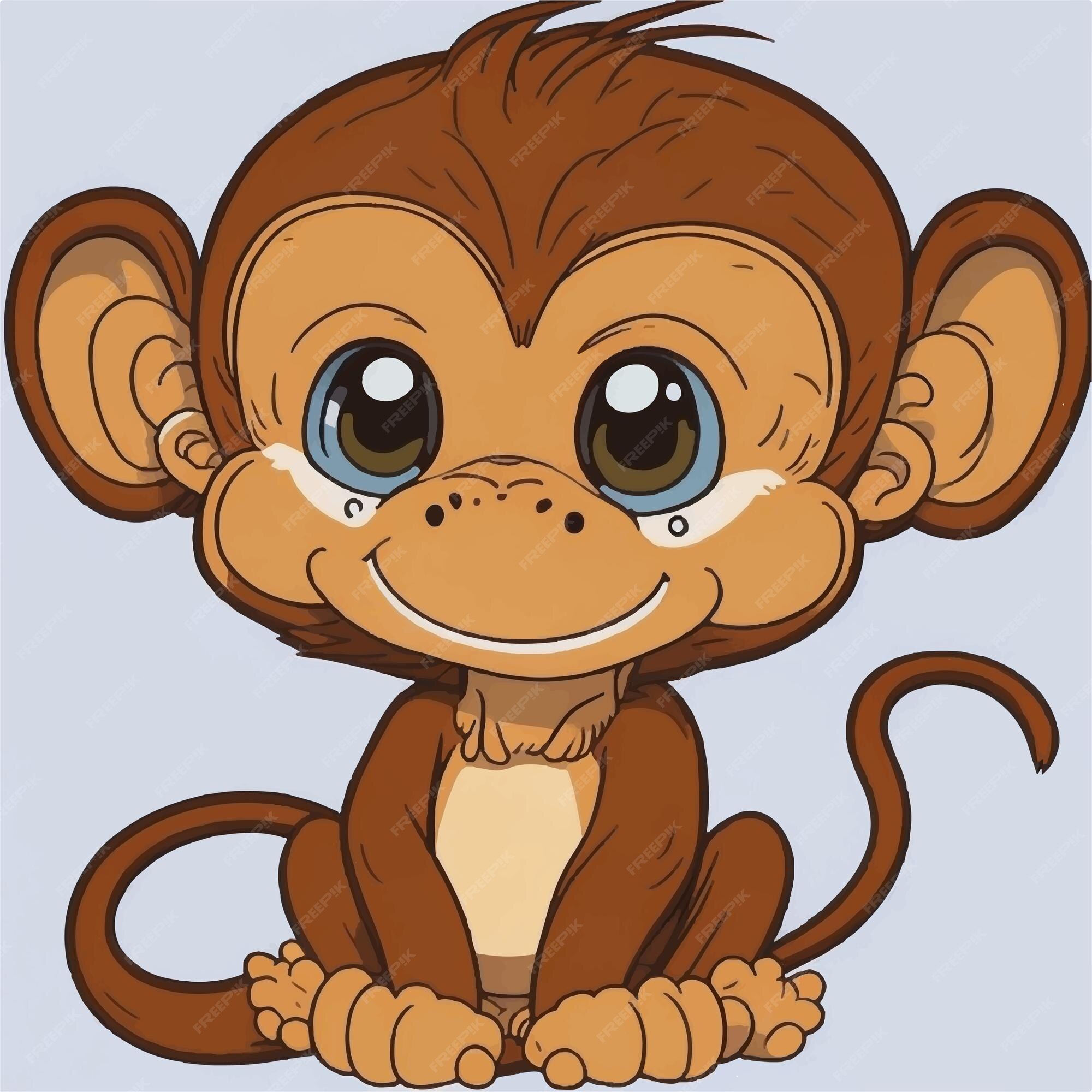 Bonito bebê macaco desenho animado sentado imagem vetorial de irwanjos2©  95756920