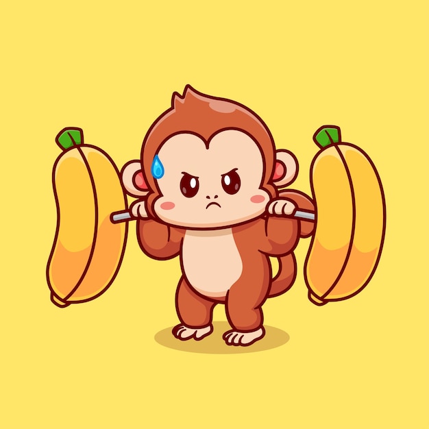 Macaco Engraçado Dos Desenhos Animados Que Mantém a Banana Isolada No Fundo  Branco Ilustração do Vetor - Ilustração de divertimento, marrom: 63678658