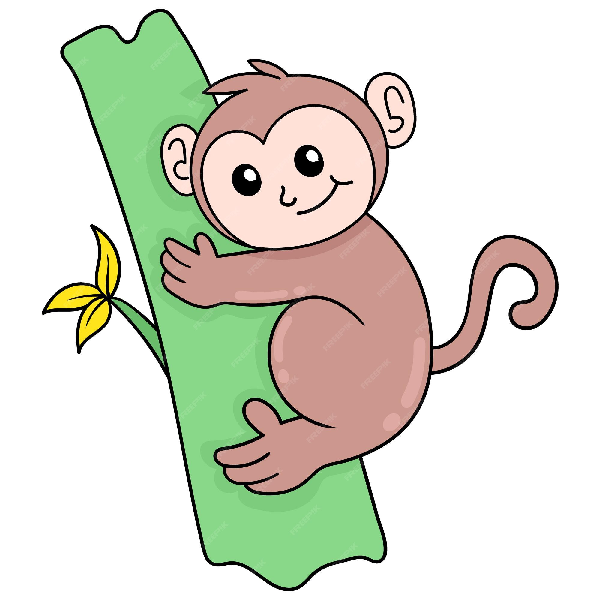 Macaco-desenho Animado Kawaii Cara-quadrada Macaco Ilustração do Vetor -  Ilustração de encantador, olhos: 276008151