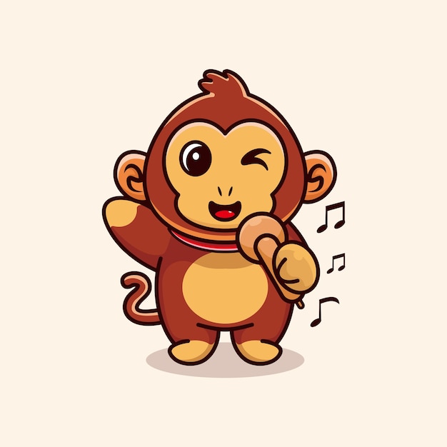 Macaco Bonito Personagem Desenho Animado Simples imagem vetorial