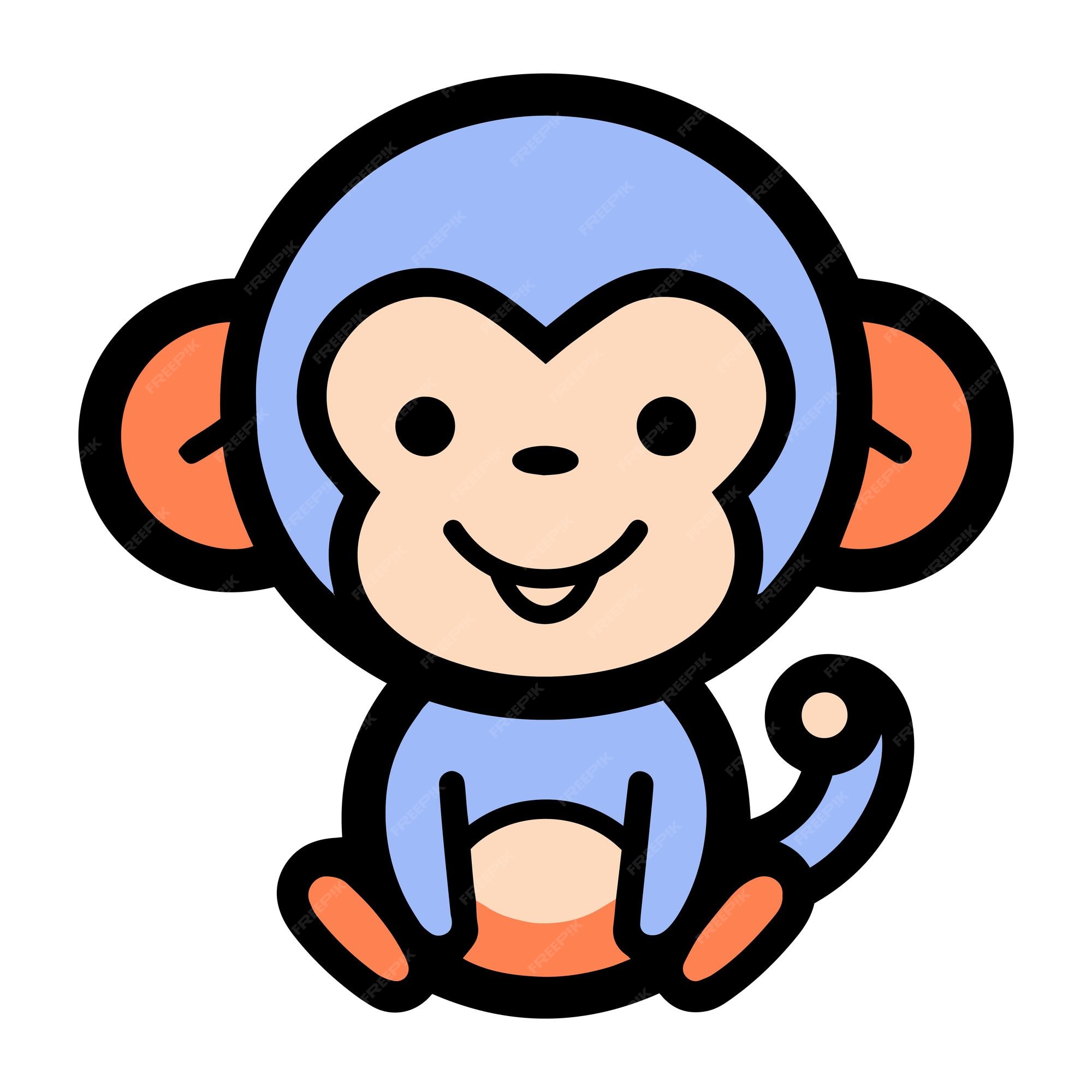 Macaco em estilo simples doodle no fundo branco